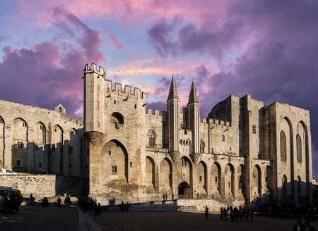 AVIGNON FRANCE - Oct. 2016: Popes Palace is the main historical site in Provence and one of the largest and most important medieval gothic buildings in Europeのeditorial素材