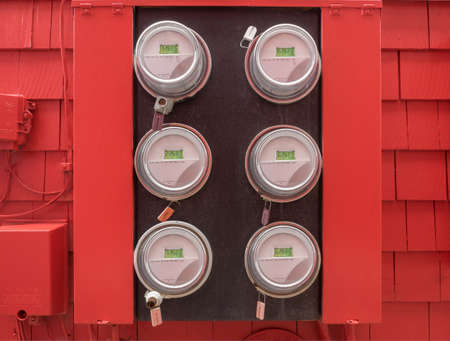 Electricity meters to apartmentsの写真素材