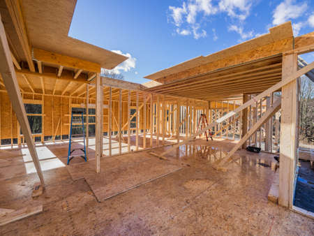 New house construction framing site