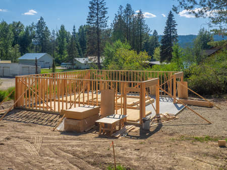 New house framing constructionの写真素材