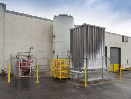 Chemical and liquid nitrogen storage tanksの写真素材