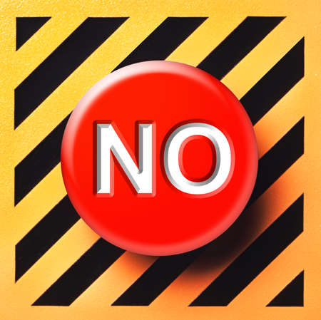 No button on yellow and black squareの写真素材