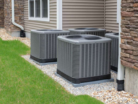 Outdoor air conditioning and heat pump unitsの写真素材
