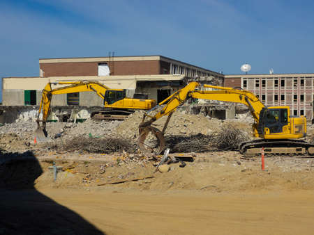 Building being demolishedの写真素材