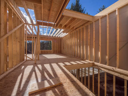Interior framing of new housing projectの写真素材