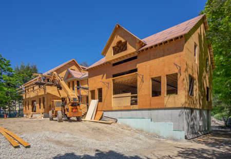 New Home Construction Site Framing in the suburbsの写真素材