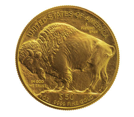 Gold American Buffalo $ 50. 1 oz. coin, isolatedの写真素材