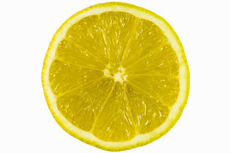 lemon fruit when cut visible from the inside on a white background