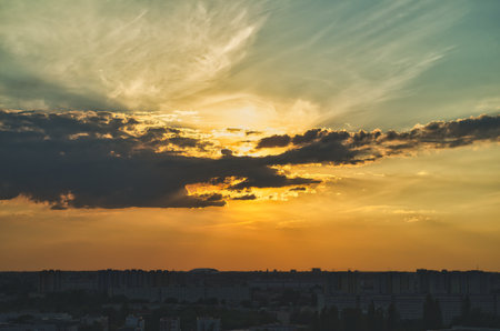 Beautiful sunset over the city. Sunset over the city. Sunset over the city.の写真素材