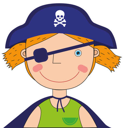 Girl in a pirate costume. On a white backgroundのイラスト素材