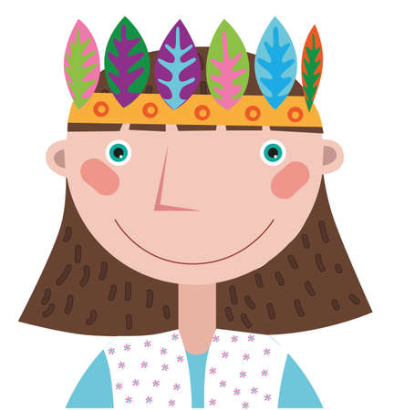 girl with a crown of leaves on her headのイラスト素材