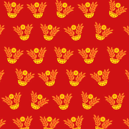 Plant pattern on a dark red backgroundのイラスト素材