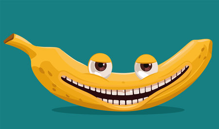 Title: Cartoon banana with a smileのイラスト素材