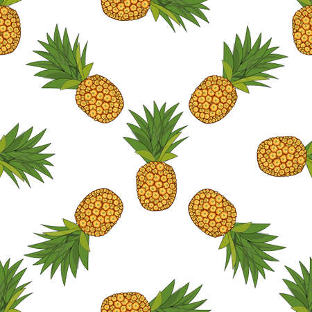 Vector seamless watercolor pattern with pineapples. seamless patternのイラスト素材