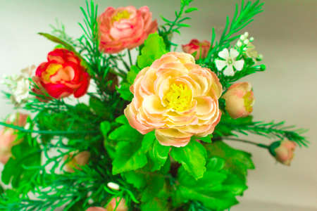 Bouquet of flovers on white background selective focus