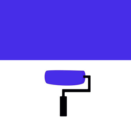 painting roller icon. Simple roller with puddle of paint.のイラスト素材
