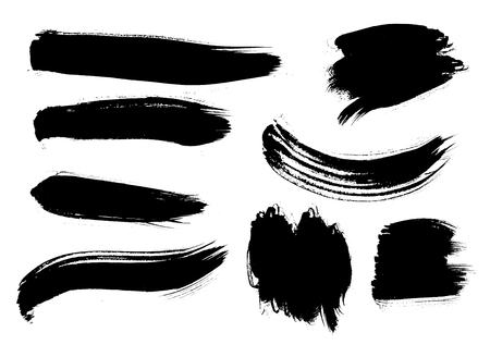 Set of Korean, Chinese, Japanese ink brush strokes. Collection of grungy Oriental design elements for your designのイラスト素材