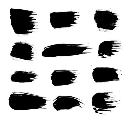 Set of Korean, Chinese, Japanese ink brush strokes. Collection of grungy Oriental design elements for your designのイラスト素材