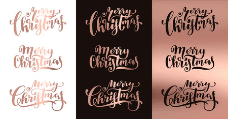 Merry Christmas calligraphy set. Luxurious Christmas lettering. Luxury holiday season vector illustrationのイラスト素材
