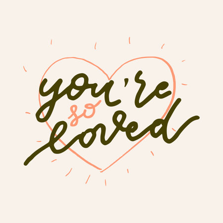 You Are So Loved. Hand drawn Valentines Day quote card. Boho style love logo, badge, postcard, photo overlay, greeting card, T-shirt print in retro style. Vintage calligraphic illustrationのイラスト素材