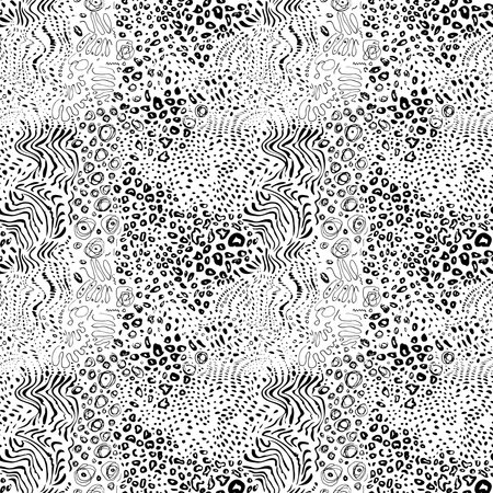 Abstract creative leopard seamless repeating pattern. Natural leopard texture. African style safari repeat background. Paper, textile, fashion cheetah print. Artistic repeating illustrationのイラスト素材