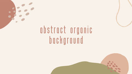 Abstract artistic horizontal banner background for social media marketing, brand identity design, packaging. Vintage fluid organic shapes in neutral terracotta burnt orange colors. Copy spaceのイラスト素材