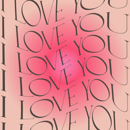 I Love You Happy Valentine's Day greeting card in gradient colors with hearts. Modern y2k aesthetic printable quirky love typography design. Soft red pink feminine feelのイラスト素材