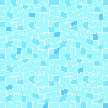 Swimming pool seamless pattern. Summertime digital paper. Water surface visual illustration. Light blue color tile repeat backdrop. summer fabric textile design backgroundのイラスト素材