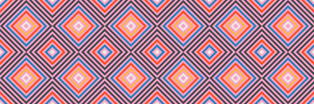 Simple geometric seamless pattern. Bright vibrant primary colors modern abstract texture print. Square rhombus tile board grid. colorful surface pattern. retro vibrant colorful web backgroundのイラスト素材