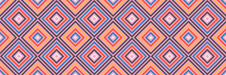 Simple geometric seamless pattern. Bright vibrant primary colors modern abstract texture print. Square rhombus tile board grid. colorful surface pattern. retro vibrant colorful web backgroundのイラスト素材