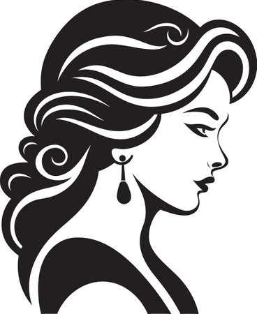 Beautiful Brunette.Vector illustration ready for vinyl cutting on white background.のイラスト素材