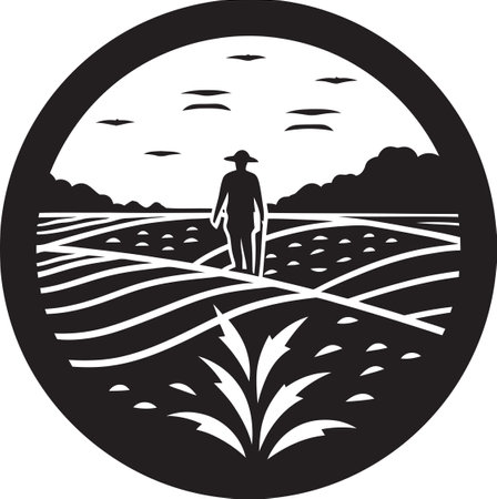Harvest Horizon Agriculture Iconic Emblem Agronomy Artistry Farming Emblem Vectorのイラスト素材