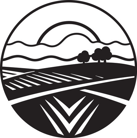 Harvest Horizon Agriculture Iconic Emblem Agronomy Artistry Farming Logo Vector Iconのイラスト素材