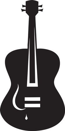 String Harmony Guitar Logo Vector Icon Melodic Muse Guitar Emblem Designのイラスト素材