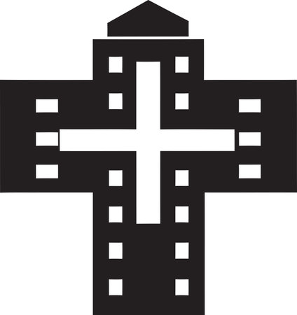 Wellness Tower Medical Center Icon Healing Heights Clinic Logo Vectorのイラスト素材