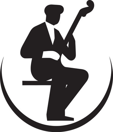 Acoustic Aria Guitarist Emblem Design Rhythmic Reverberation Musician Icon Vectorのイラスト素材