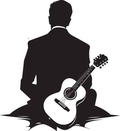 Harmonic Harmony Guitar Player Iconic Emblem Fretboard Finesse Musician Logo Vectorのイラスト素材