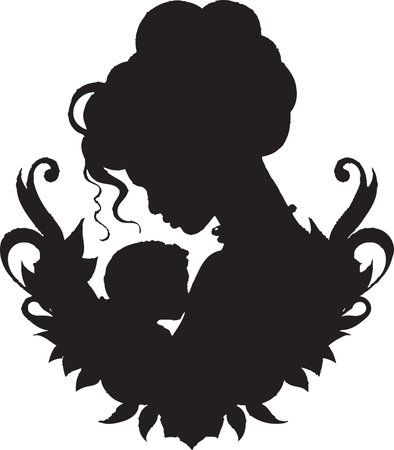 Heartfelt Harmony Logo Vector Icon Tender Ties Woman and Child Emblemのイラスト素材