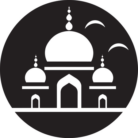 Minaret Majesty Mosque Logo Design Mosque of Tranquility Iconic Emblemのイラスト素材