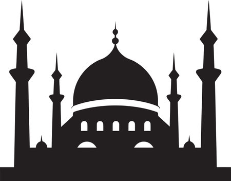 Celestial Columns Iconic Mosque Vector Tranquil Towers Emblematic Mosque Iconのイラスト素材