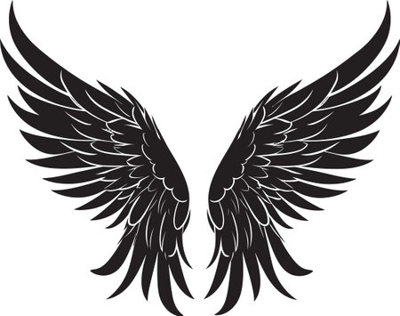 Divine Radiance Emblematic Angel Icon Ethereal Elegance Angel Wings Vectorのイラスト素材