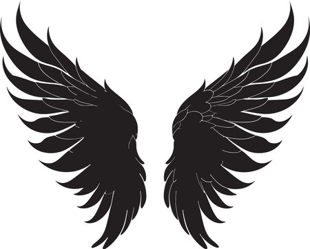 Divine Radiance Emblematic Angel Icon Ethereal Elegance Angel Wings Vectorのイラスト素材