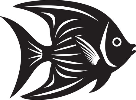 Vector Elegance Angelfish Black Emblem Majestic Angelfish Icon Black Vector Artのイラスト素材