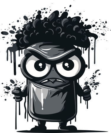 Angry Spray Can Artistry Logo Design Vector Rebellion Furious Spray Paint Emblemのイラスト素材