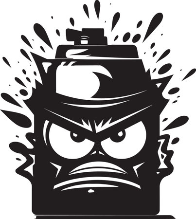 Rebel with a Can Furious Spray Paint Emblem Black Emblem of Agitation Vector Mascotのイラスト素材