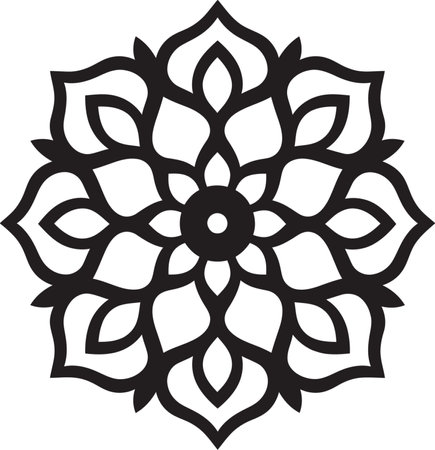 Iconic Middle Eastern Elegance Black Emblem Floral Beauty Unleashed Arabic Tiles Iconのイラスト素材
