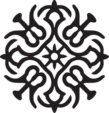 Arabic Elegance Revealed Black Floral Logo Icon Iconic Patterns Arabic Floral Emblem in Blackのイラスト素材