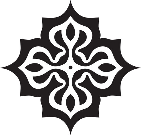 Intricate Arabic Artistry Unveiled Floral Tiles Iconic Middle Eastern Elegance Black Floral Emblemのイラスト素材