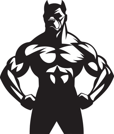 Athletic Agility Boxer Dog Mascot Emblem Black Beauty Boxer Dog Logo Masteryのイラスト素材