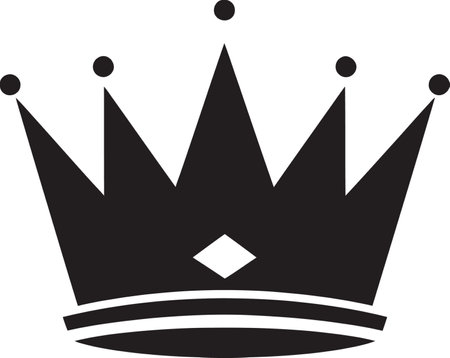 Royal Elegance Black Crown Logo Vector Icon Majestic Monochrome Crown Emblem in Blackのイラスト素材